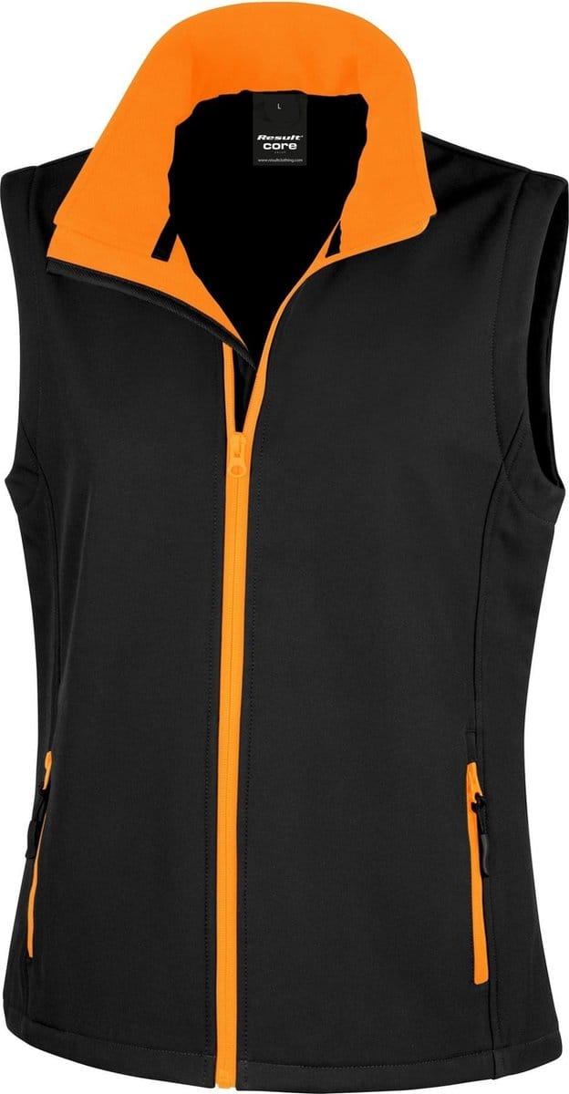 Result Kernvrouwen/dames Printklare Softshell-bodywarmer (Zwart / Oranje)