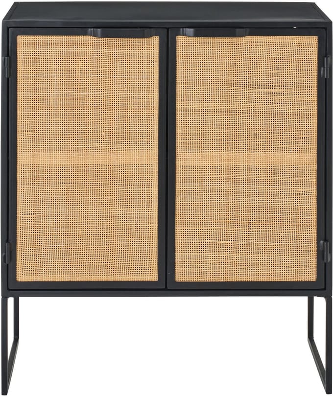 J-Line kast Rieten Panelen - hout - zwart/naturel