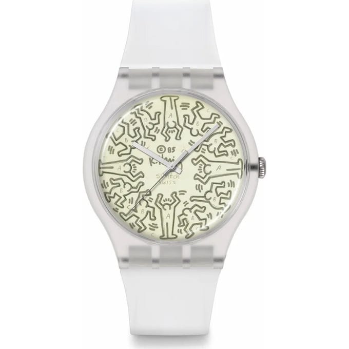 SWatch So29z145 Keith Haring Break Free From The Archive Montre Publique en Uréthane SO29Z145 gray