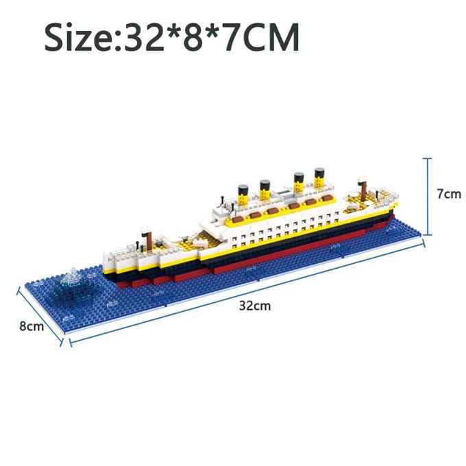 Titanic schip speelgoed verjaardagscadeau assemblage bouwsteen met lamp speelgoed bouwspeelgoed blue