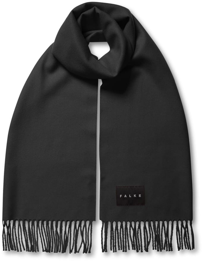 FALKE Basic Stola With Fringes sneldrogend warm wol wintersjaal unisex zwart - maat ONESIZE
