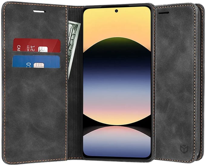 Hoesje geschikt voor Xiaomi Redmi Note 14 4G 163.2mm - Techsuit Confy Book Wallet Case - Zwart