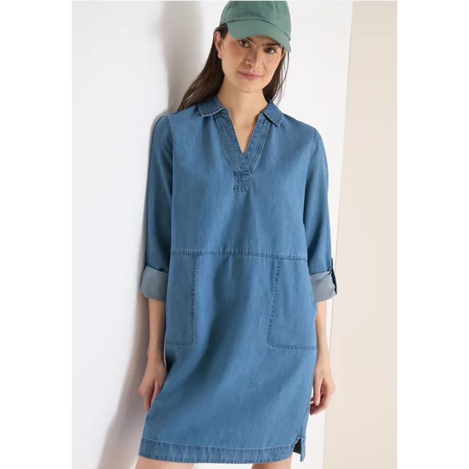 Knielange jurk in denimlook
