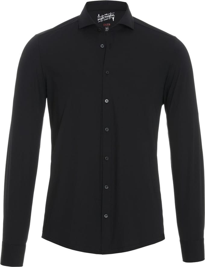 Pure H.Tico The Functional Shirt Zwart - Maat 43 - Heren - Overhemden Formeel