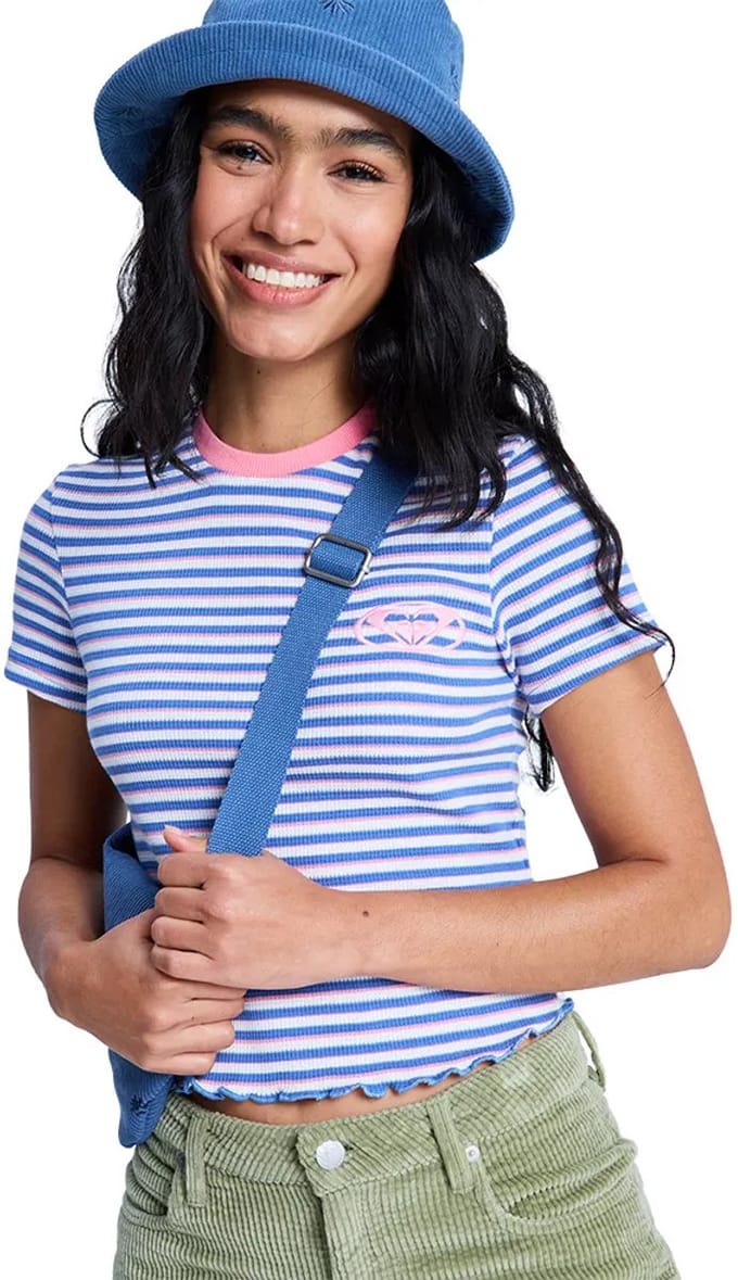 Roxy Bright Lights Baby Korte Mouw Top Blauw XS Vrouw