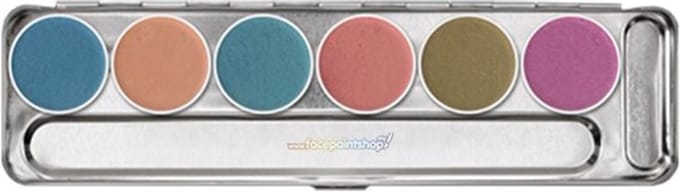 Kryolan Aquacolor schminkpalette 6 interferenz glans kleuren