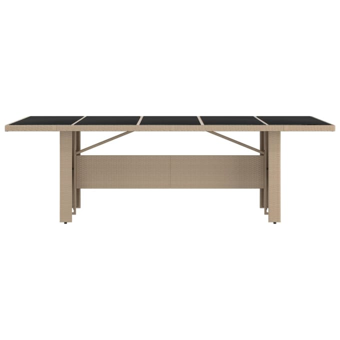 vidaXL - Tuintafel - met - glazen - blad - poly - rattan - en - gehard - glas - beige