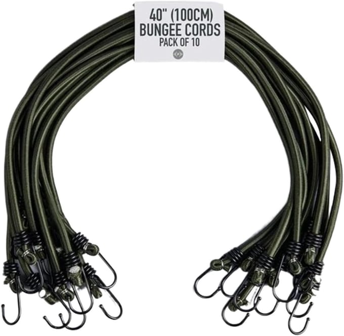 Zware Bungee Koorden - Elastische Spanbanden - Bagage Bevestigen - Dubbele Haken - 100 cm - Legergroen