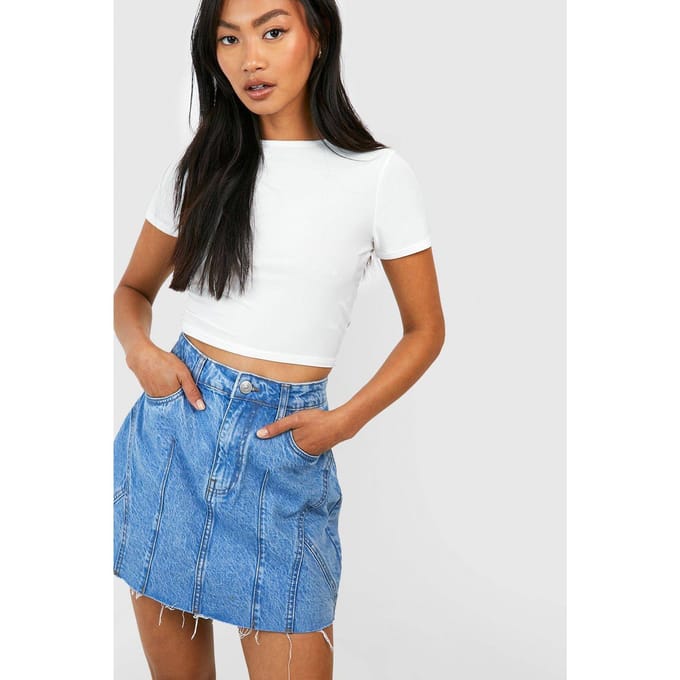 boohoo Dames Basic Denim Minirok | Lichtblauw | Maat: 34