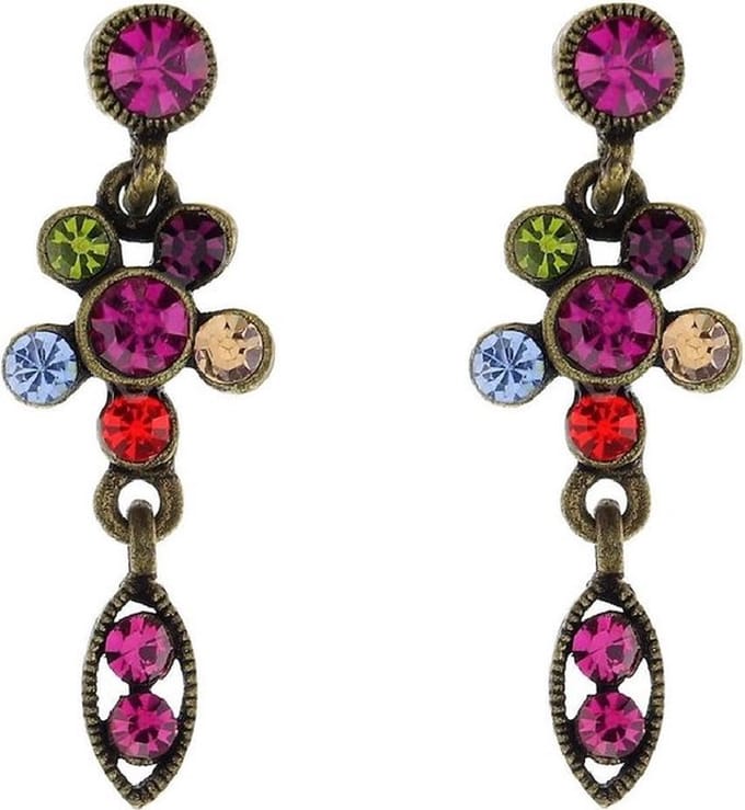 Behave - Oorbellen hanger bloem - Kleurrijke steentjes - Boho chic