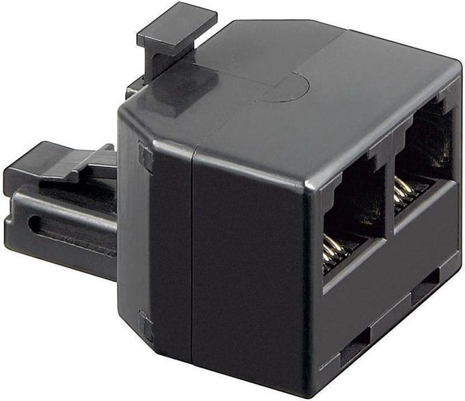 RJ12 (m) - 2x RJ12 (v) telefoon splitter / zwart