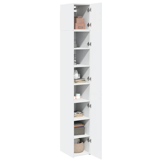vidaXL - Opbergkast - smal - 30x42,5x225 - cm - bewerkt - hout - wit