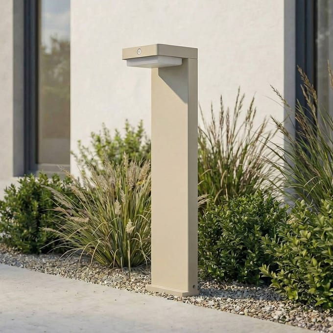 Lindby LED sokkellamp Eleazar, beige, aluminium, sensor