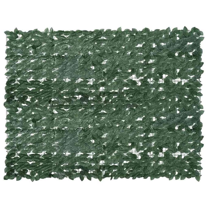 vidaXL - Balkonscherm - met - donkergroene - bladeren - 200x150 - cm
