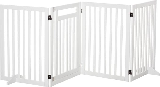 PawHut hondenhek - inklapbaar - met steunpoten - 81 cm hoog - wit