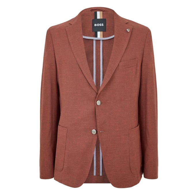 Boss Heren Hanry Gestructureerde Notch Neck Blazer (Rood)