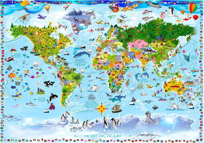 Fotobehang - World Map for Kids.