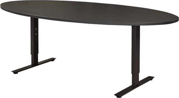 Vergadertafel Teez ellips 220x110cm frame Wit (RAL9010) blad Noten Hickory