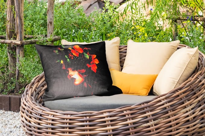 Buitenkussens - Tuin - Vrouw - Rood - Groen - Druiven - 50x30 cm