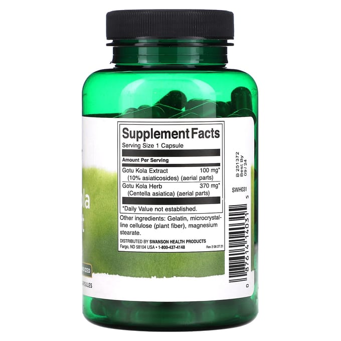 Extrait de gotu kola, 100 mg, 120 capsules