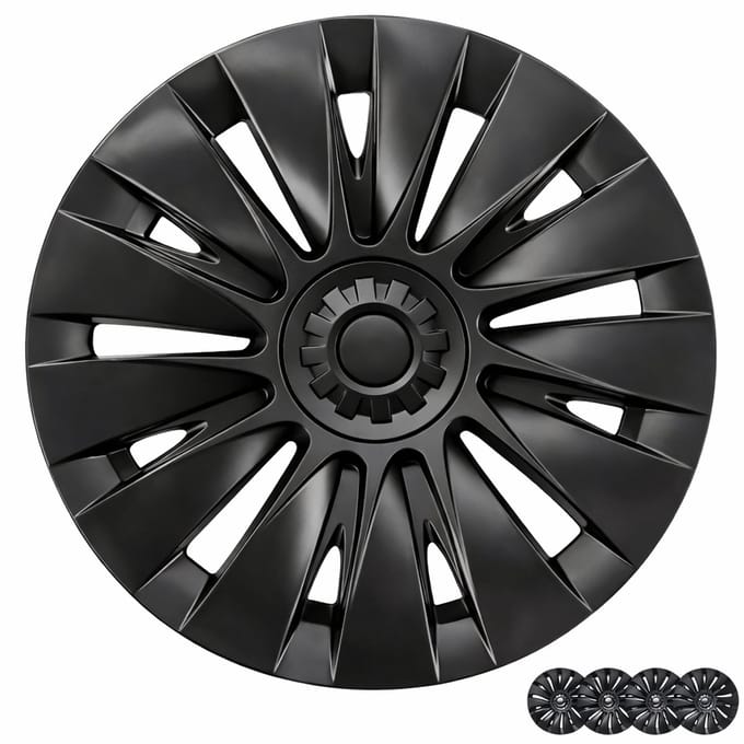 Wieldoppen geschikt voor Tesla Model Y - 19 inch - Blade B - Mat zwarte - 4 stuks