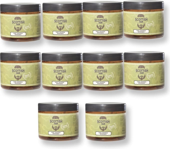 10 X SCOTTISH HAIR & BEARD STYLING & FINISHING GEL EXTRA STRONG 500 ML