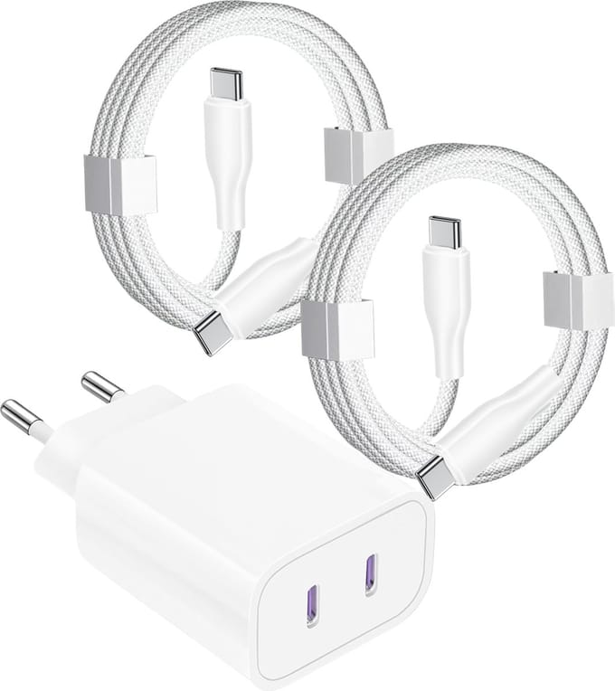 Snel Oplader geschikt voor Samsung - Dual Snellader met USB-C Kabels 3 Meter