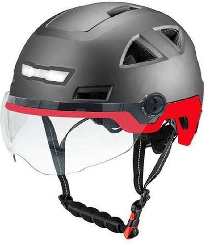 Vito E-Light helm met vizier glans zwart rood voor E-bike / Speed Pedelec / Snorfiets