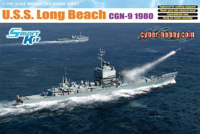Dragon Modelbouwpakket Schepen - 7135 U.S.S. Long Beach CGN 9 - 1980 - Slagschip Plastic - 1:700 - Modelbouw