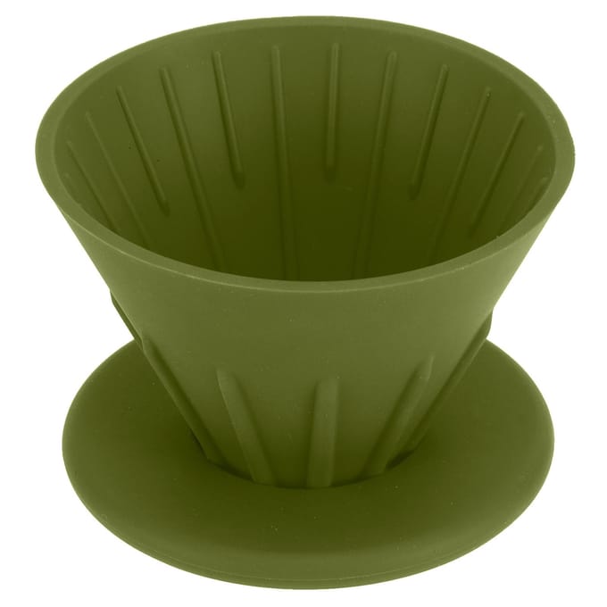 Filtre à café réutilisable en résine de silicone, passoire, verseur, accessoire pour machine à café pour la maison et l'extérieur vert