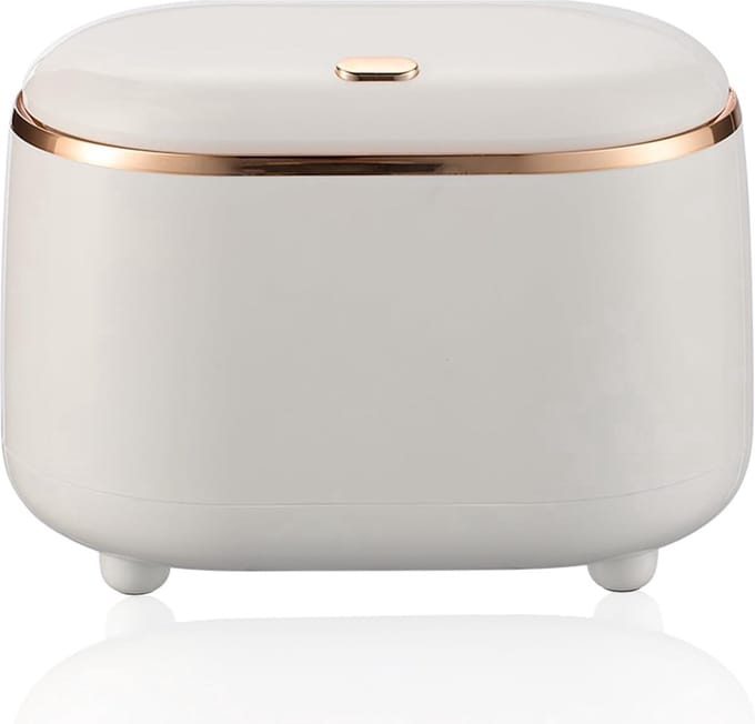 Bureau-prullenbak met deksel, 2L mini-prullenbak, kleine prullenbak (wit)