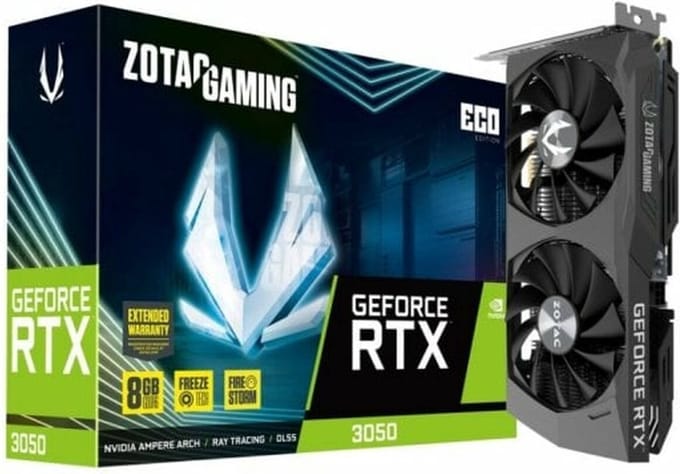 ZOTAC GeForce RTX 3050 ECO - 8GB GDDR6 RAM - Grafische kaarten