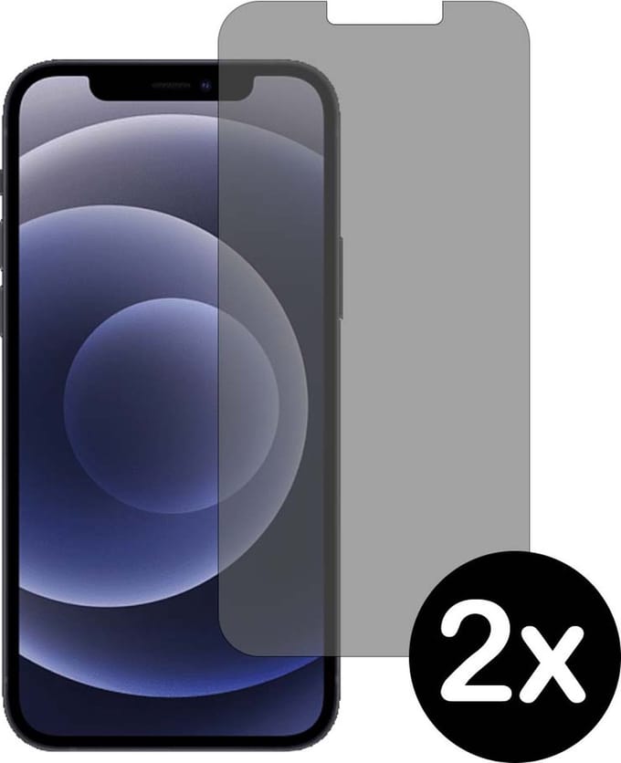 Smartphonica Privacy screenprotector voor iPhone 12 tempered glass - 2 stuks geschikt voor iPhone 12