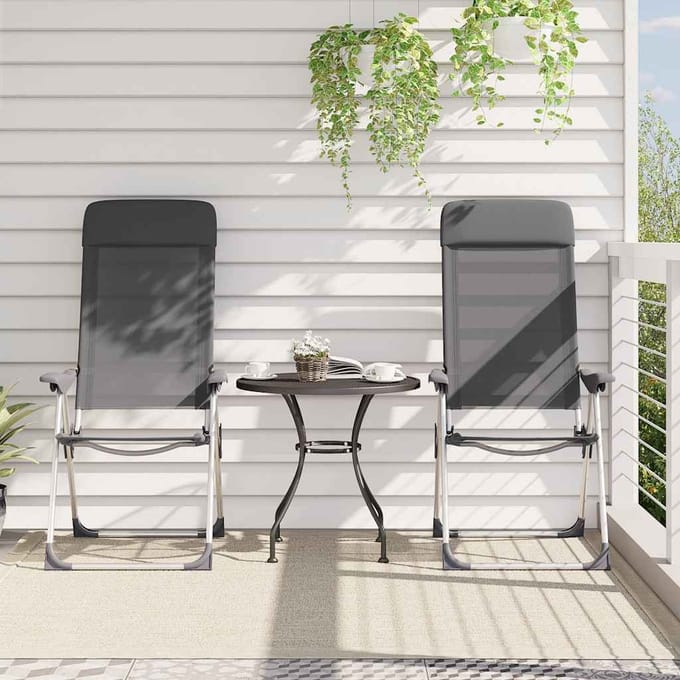 vidaXL - Campingstoelen - 2 - st - inklapbaar - aluminium - grijs