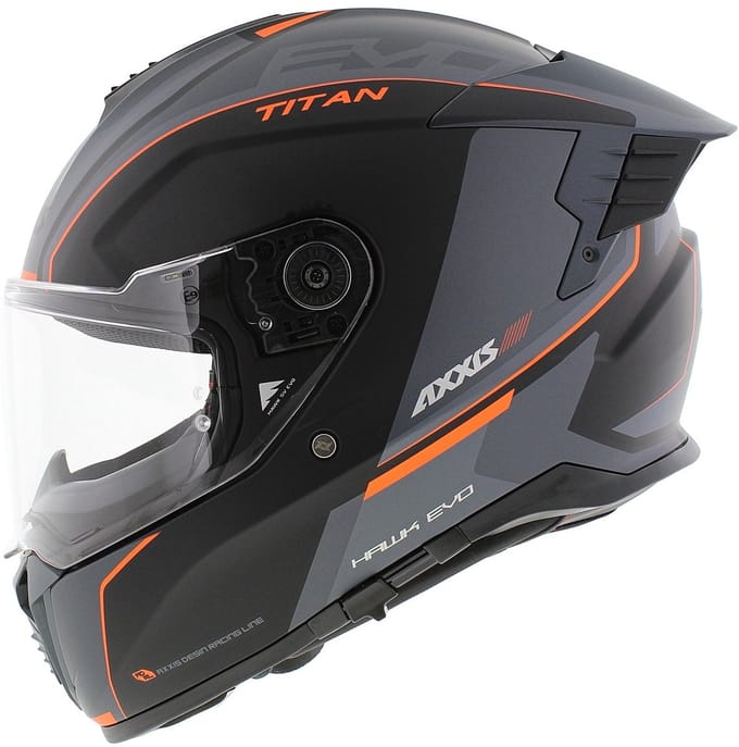 Axxis Hawk SV Evo Integraal helm Titan B4 mat zwart oranje grijs