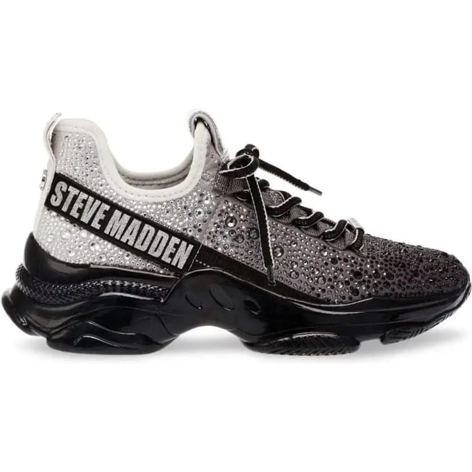 Steve Madden - Dames Mistica Sneaker Zwart/Zilver - Maat 39