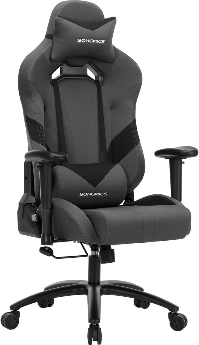 SONGMICS - Gaming Stoel - Ergonomisch Ontwerp - Verstelbare Armleuningen en Kussens