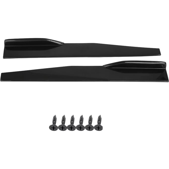 Paar Universele Auto Zijschort Cover Trim Rocker Splitters Winglets Vleugels Anti Kras (Lang) black