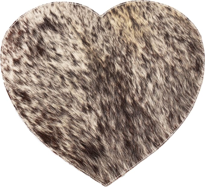 placemat koehuid hart zwart/wit 39cm