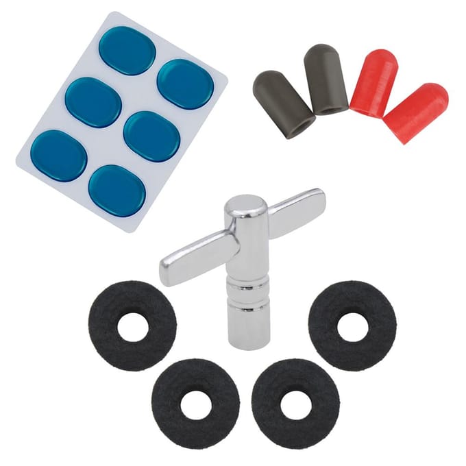 Accessoireset voor drumstel met 4 stuks bekkenstandaard, vilten sluitringen + 4 stuks white