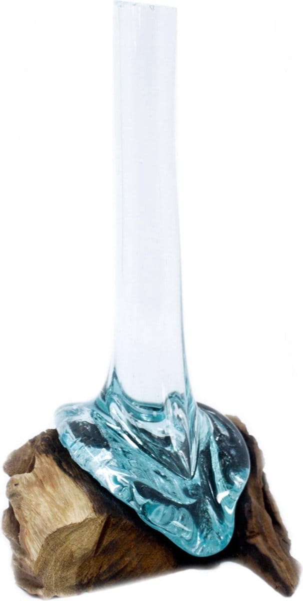 Gesmolten glas op hout - Vaas