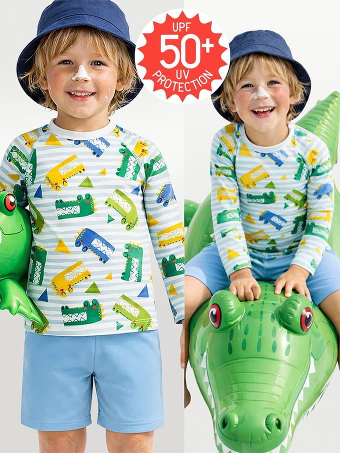 Denokids CFF-26Y1-117 Green Boys Sunsafe Top UV Protection-Crocodile Printed 92