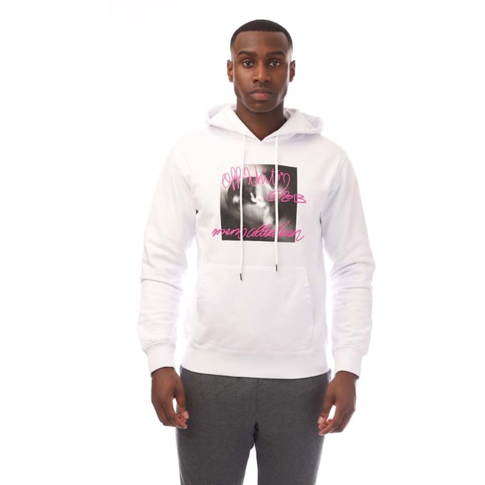 Off White Tornado Type Slim Hoodie voor heren in wit roze