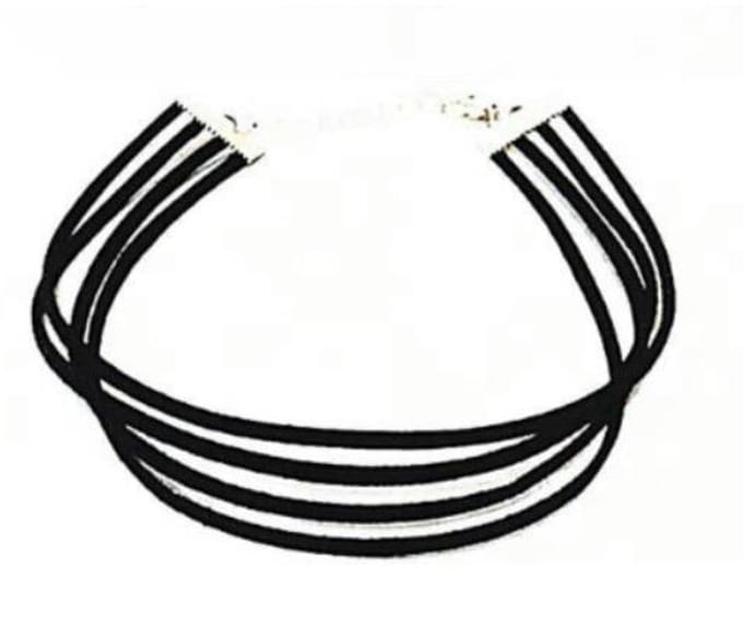 Choker - suede - Ketting - Collier - Vier Banden Zwart - 30+5 cm - 1 stuks