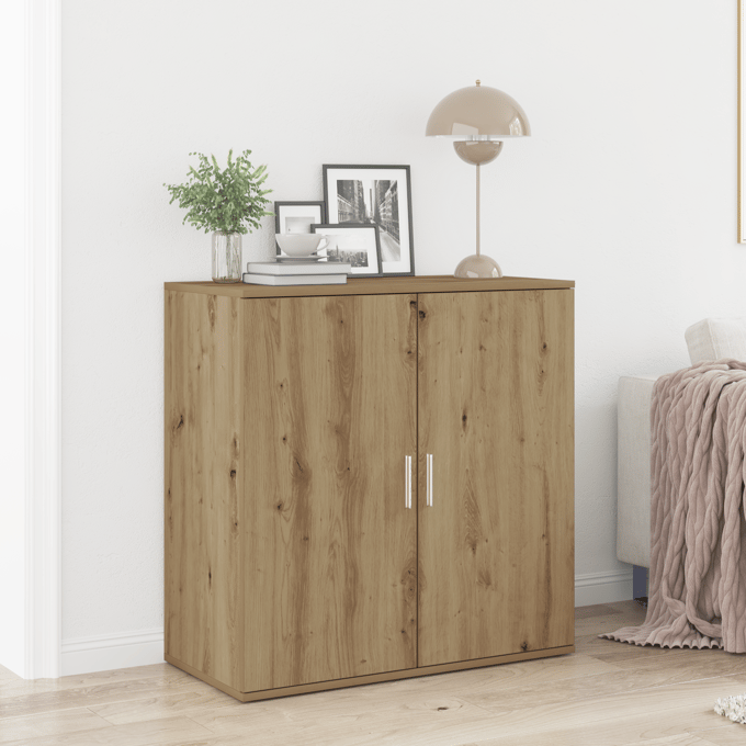 vidaXL - Dressoir - Artisan - Eiken - 79 - x - 38 - x - 80 - cm - Bewerkt - hout