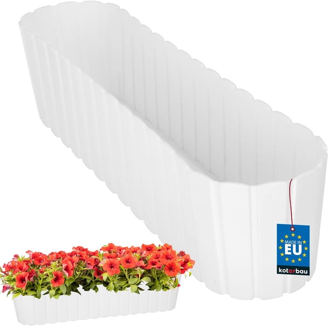 Rustieke Balkon Bloembak - Wit - 600mm - Multifunctioneel - UV-bestendig