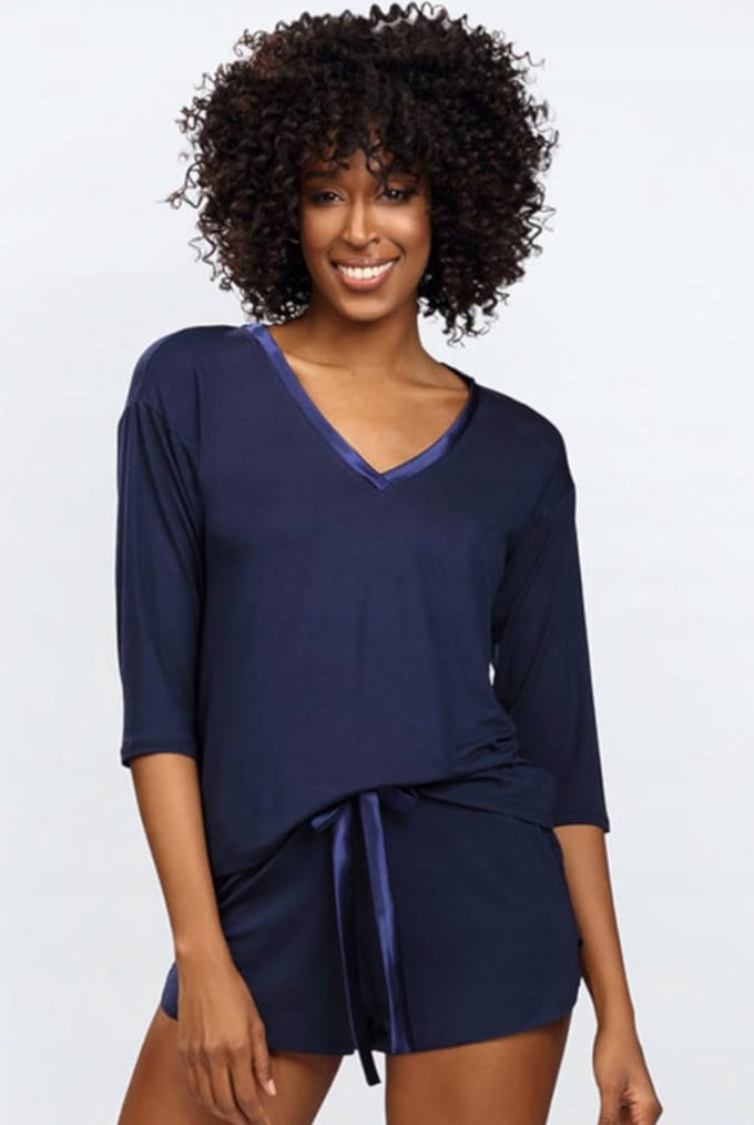 Comfortabele marineblauwe viscose shortama van DKaren - Edith S