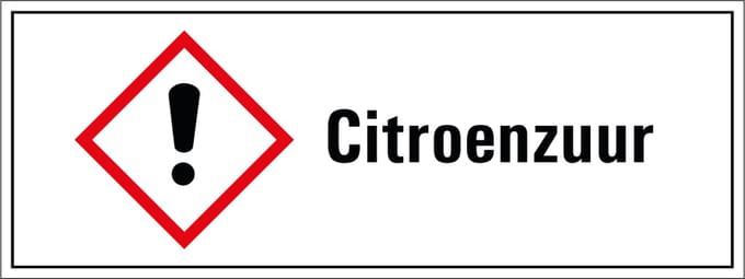 Citroenzuur GHS tekststicker 280 x 105 mm
