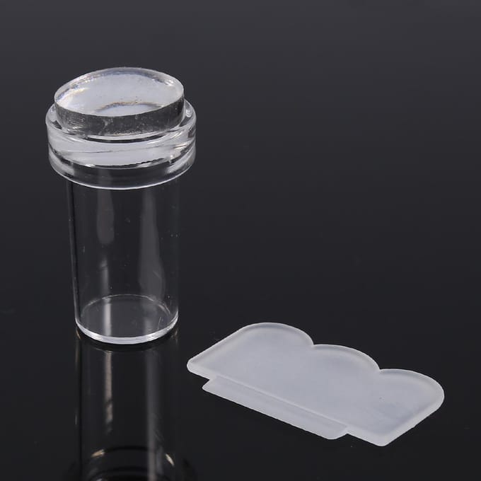 Fashionable Transparent Silicone Nail Polish Transfer Stamper & Scraper Set Manicure Tool blanc