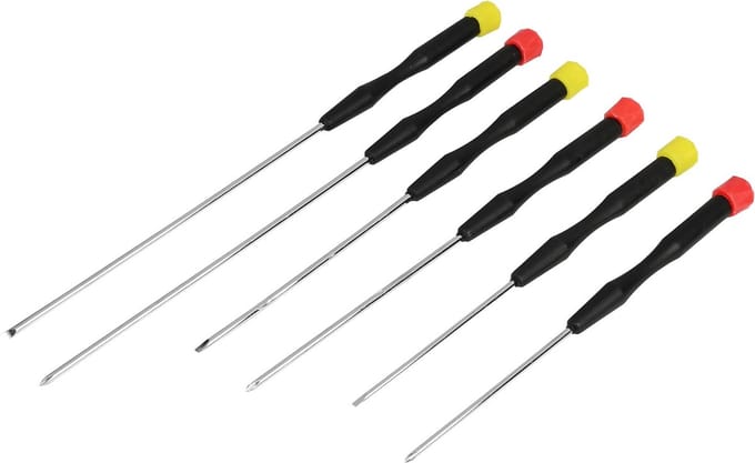 Benson Precisie schroevendraaierset - extra lang - 6 stuks - platkop en kruiskop